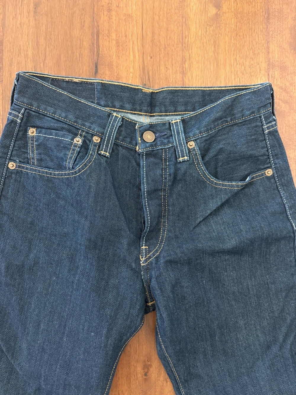 Levi's 501 Original Fit Jeans Clean Rigid Blue Indigo Petite Crop